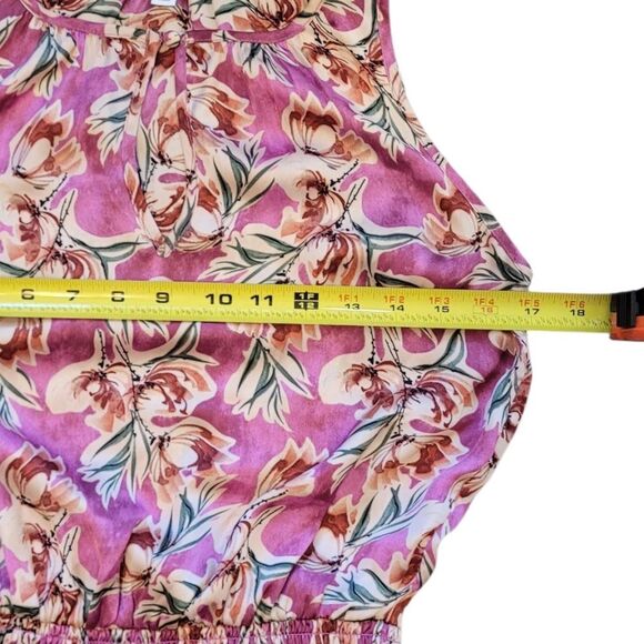 Evereve Women's Magenta Floral Smocked Waist Dress Size XS - Picture 5 of 8